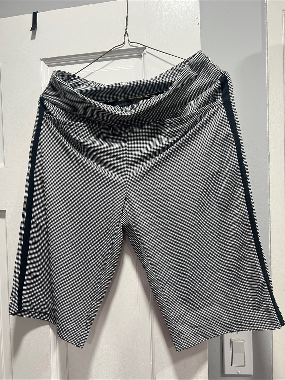 Women Black & White Check Performance Shorts
